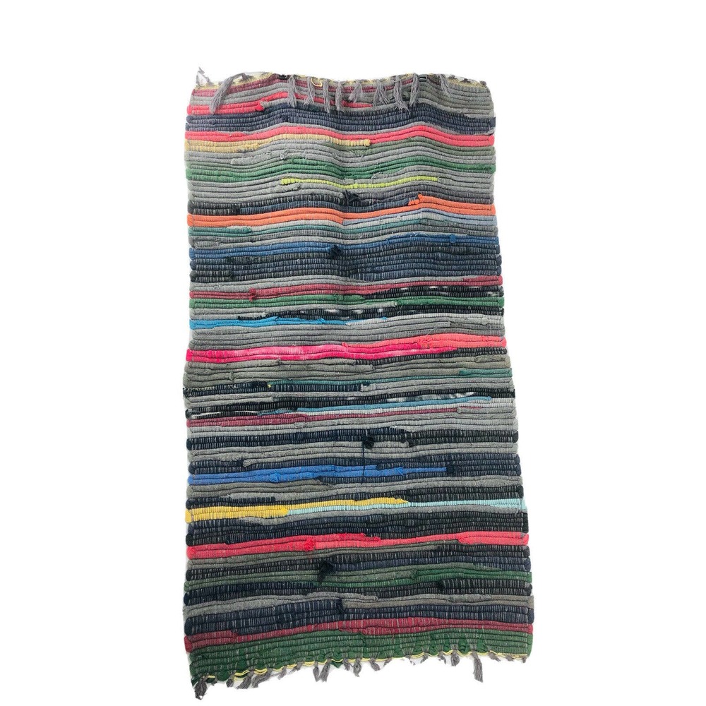 Indian Handmade Chindi Rag Rug Small Rug Ft Throw Rug Washable Hippie Recycled - Picture 2 of 12